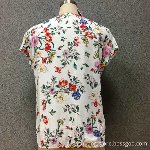 Women's viscose printed short sleeves blouse
